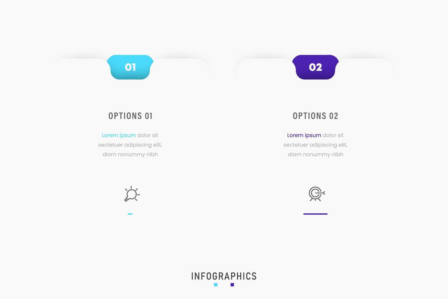 Infographic label design template with icons and 2 options or steps. Can be used for process diagram, presentations, workflow layout, banner, flow chart, info graph. vector