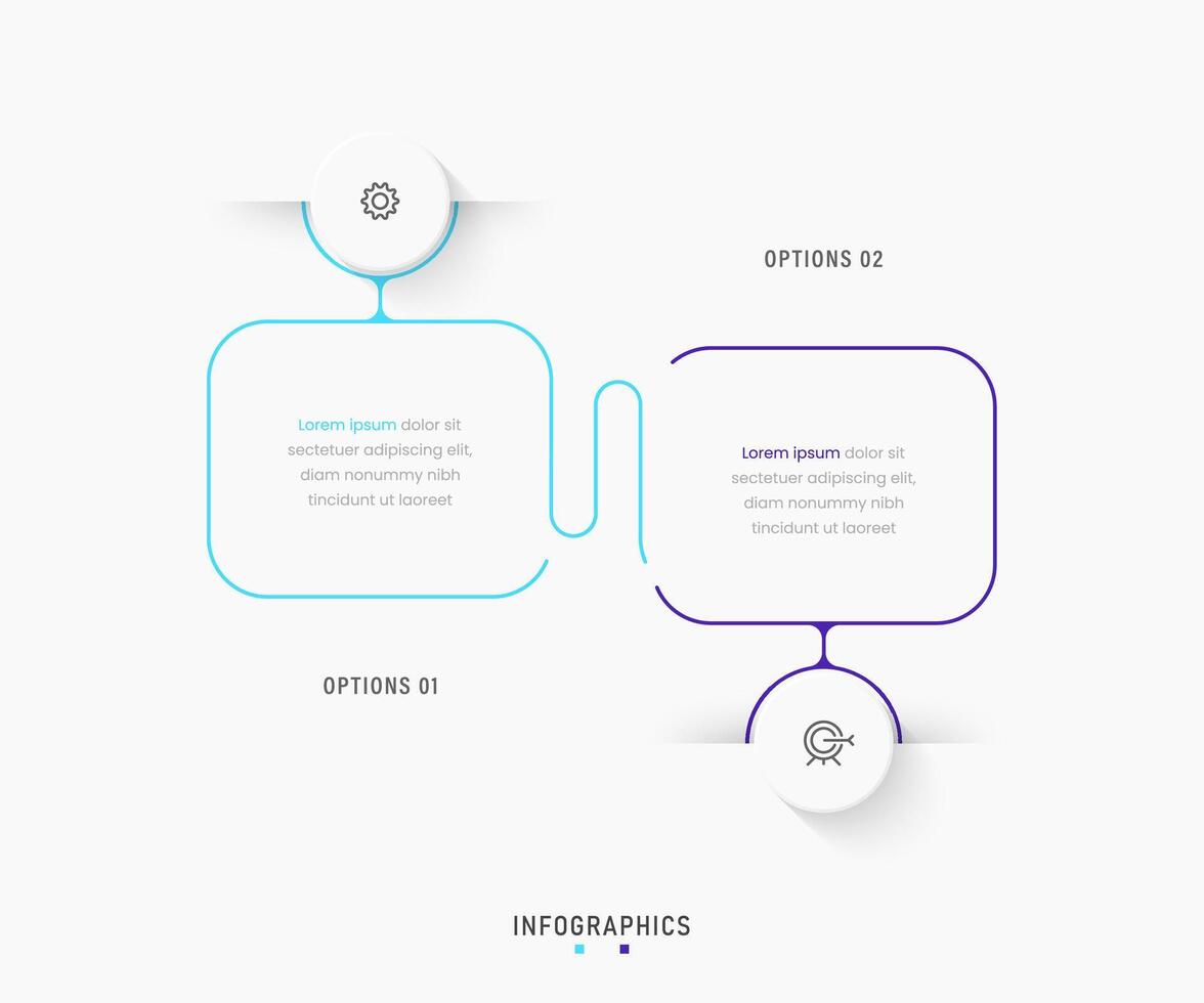 Infographic label design template with icons and 2 options or steps. Can be used for process diagram, presentations, workflow layout, banner, flow chart, info graph. vector