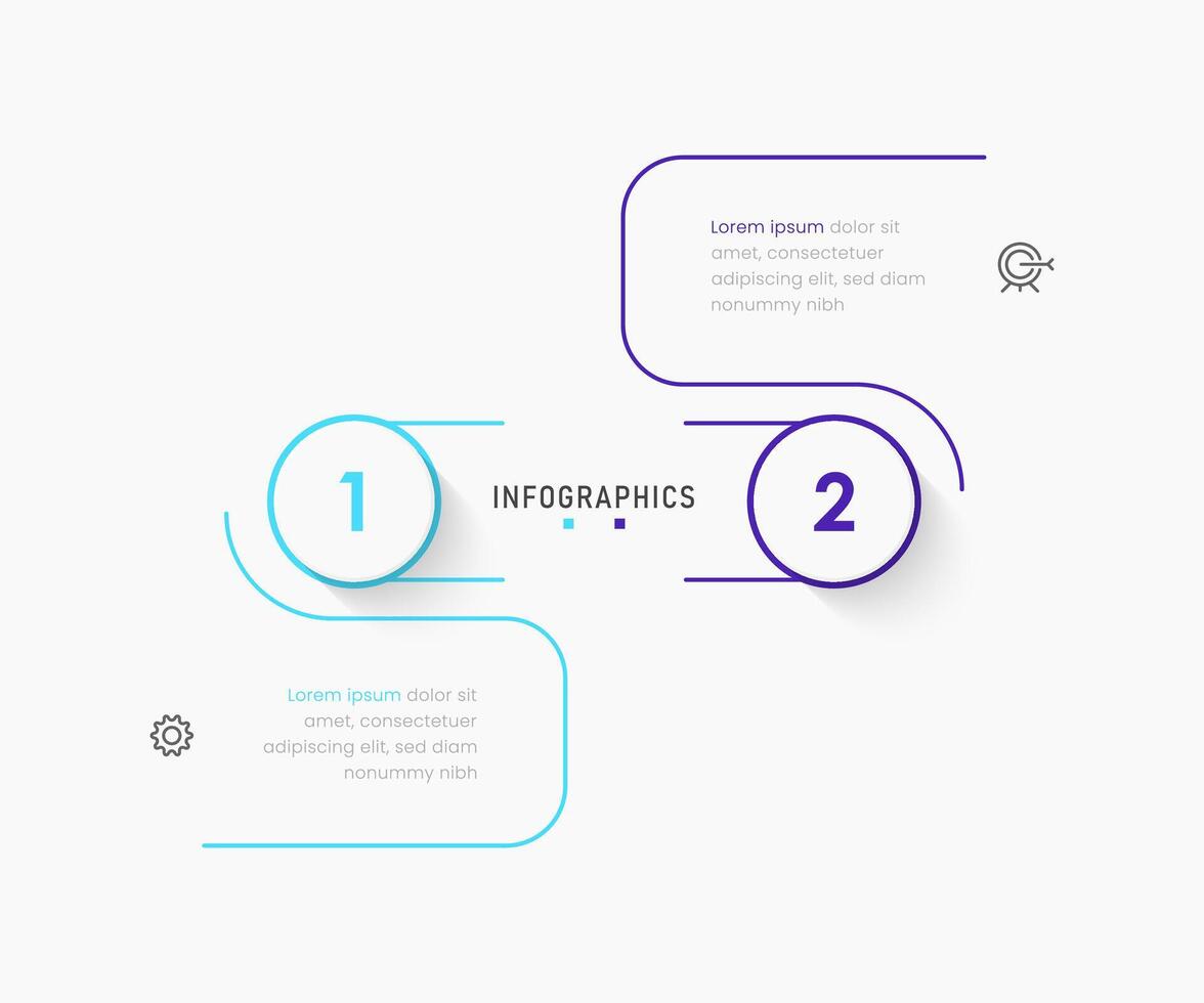 Infographic label design template with icons and 2 options or steps. Can be used for process diagram, presentations, workflow layout, banner, flow chart, info graph. vector