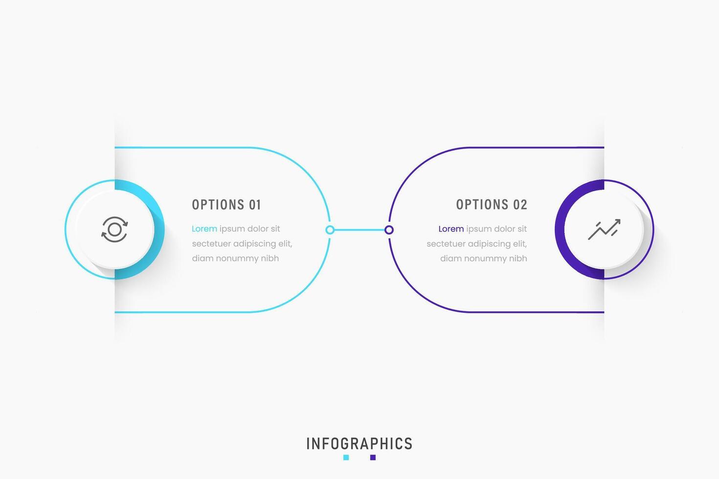 Infographic label design template with icons and 2 options or steps. Can be used for process diagram, presentations, workflow layout, banner, flow chart, info graph. vector