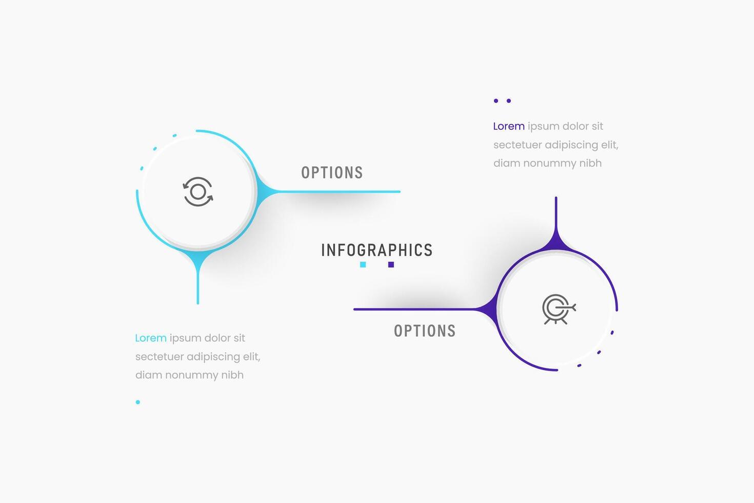 Infographic label design template with icons and 2 options or steps. Can be used for process diagram, presentations, workflow layout, banner, flow chart, info graph. vector