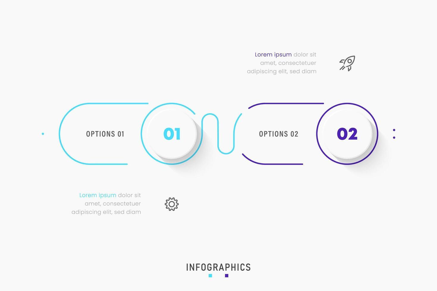 Infographic label design template with icons and 2 options or steps. Can be used for process diagram, presentations, workflow layout, banner, flow chart, info graph. vector