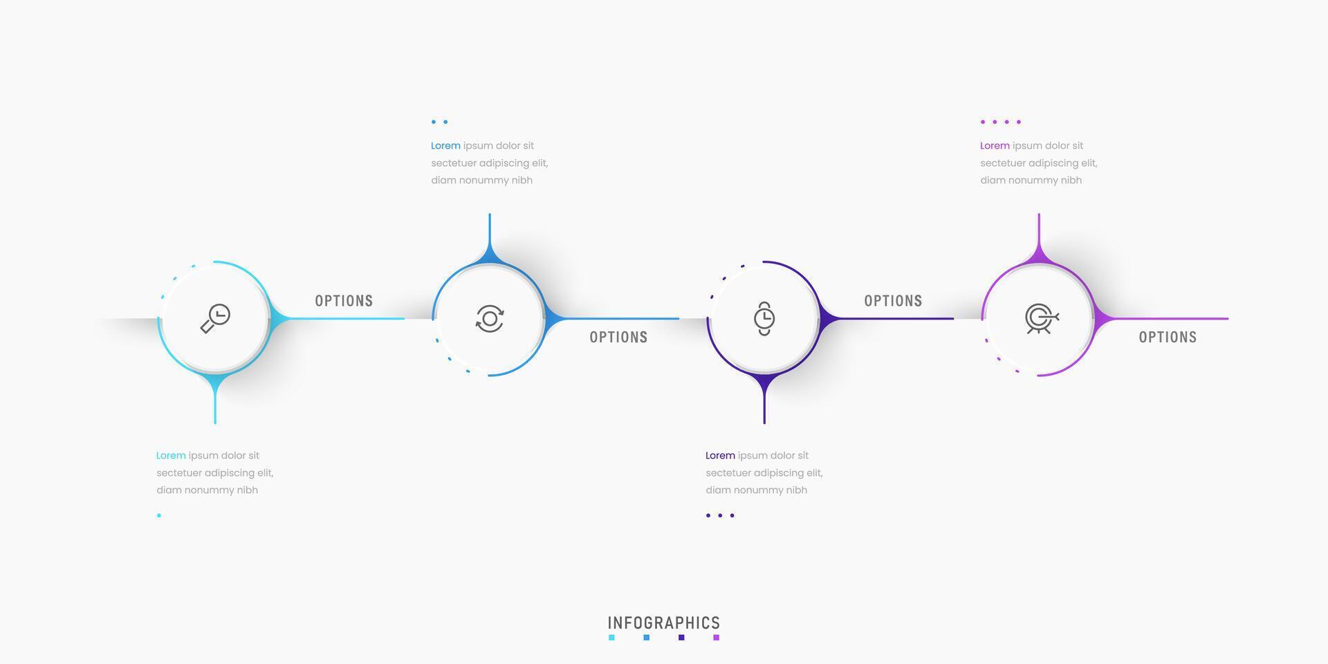 Infographic label design template with icons and 4 options or steps. Can be used for process diagram, presentations, workflow layout, banner, flow chart, info graph. vector
