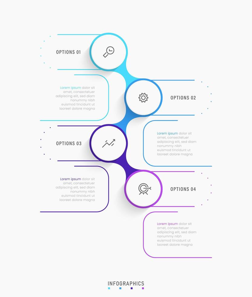 Infographic label design template with icons and 4 options or steps. Can be used for process diagram, presentations, workflow layout, banner, flow chart, info graph. vector