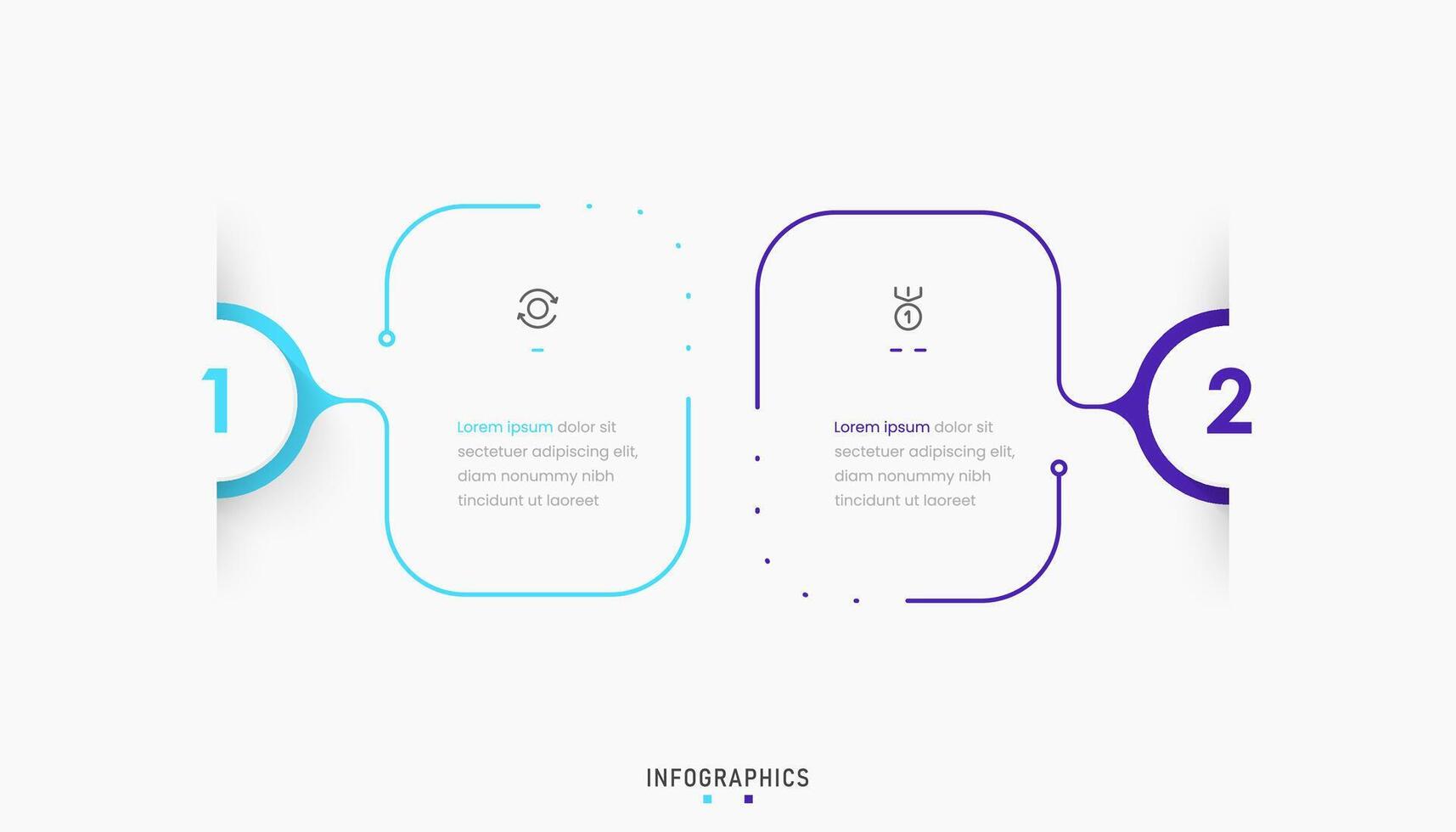 Infographic label design template with icons and 2 options or steps. Can be used for process diagram, presentations, workflow layout, banner, flow chart, info graph. vector