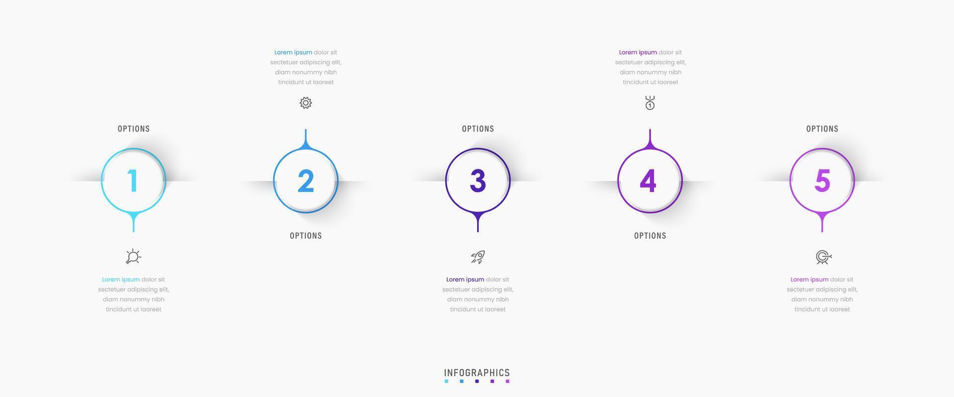 Infographic label design template with icons and 5 options or steps. Can be used for process diagram, presentations, workflow layout, banner, flow chart, info graph. vector