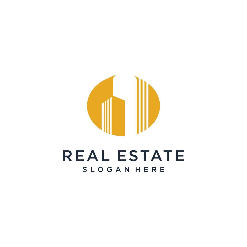 Building logo idea with abstract concept design Premium vector