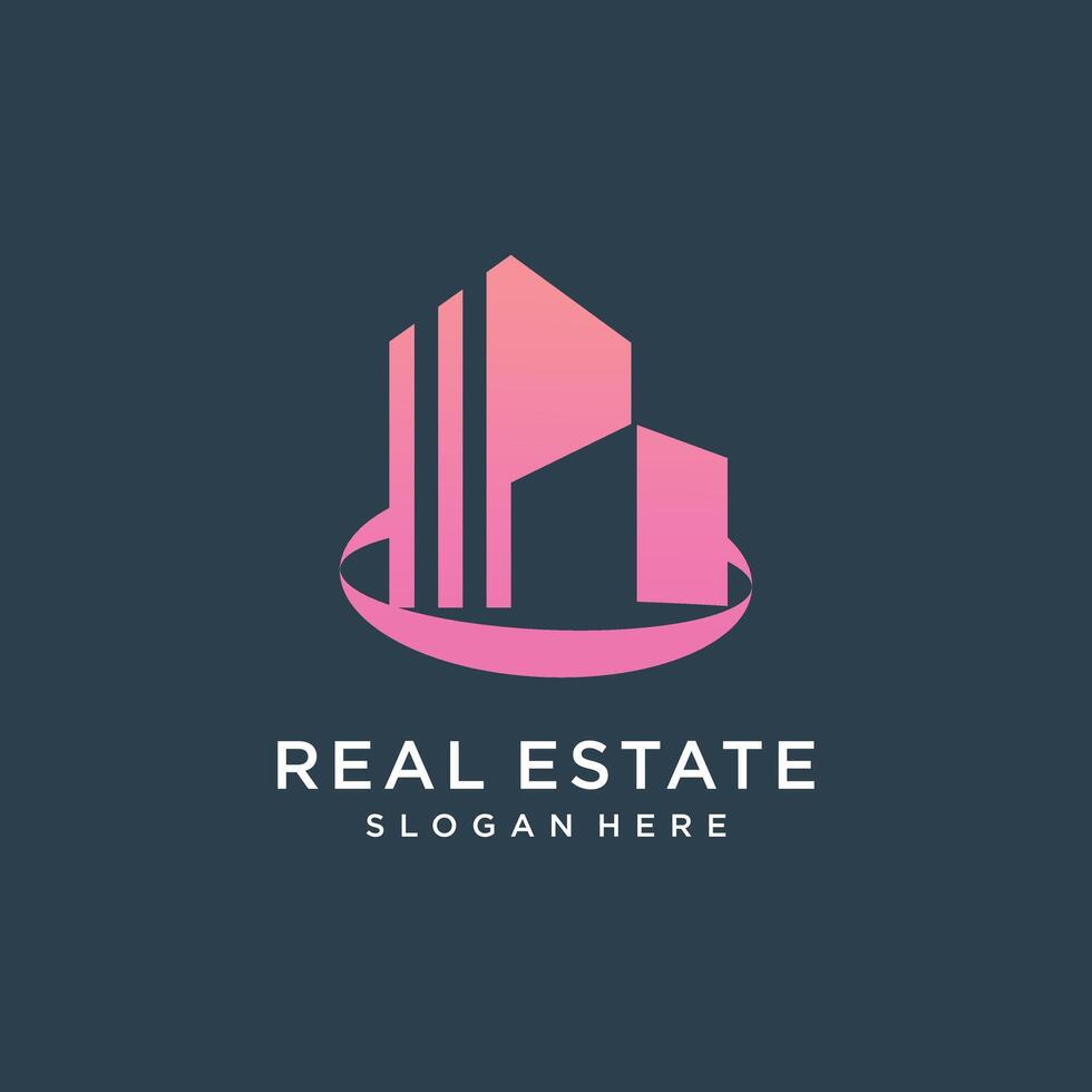 Building logo idea with abstract concept design Premium vector