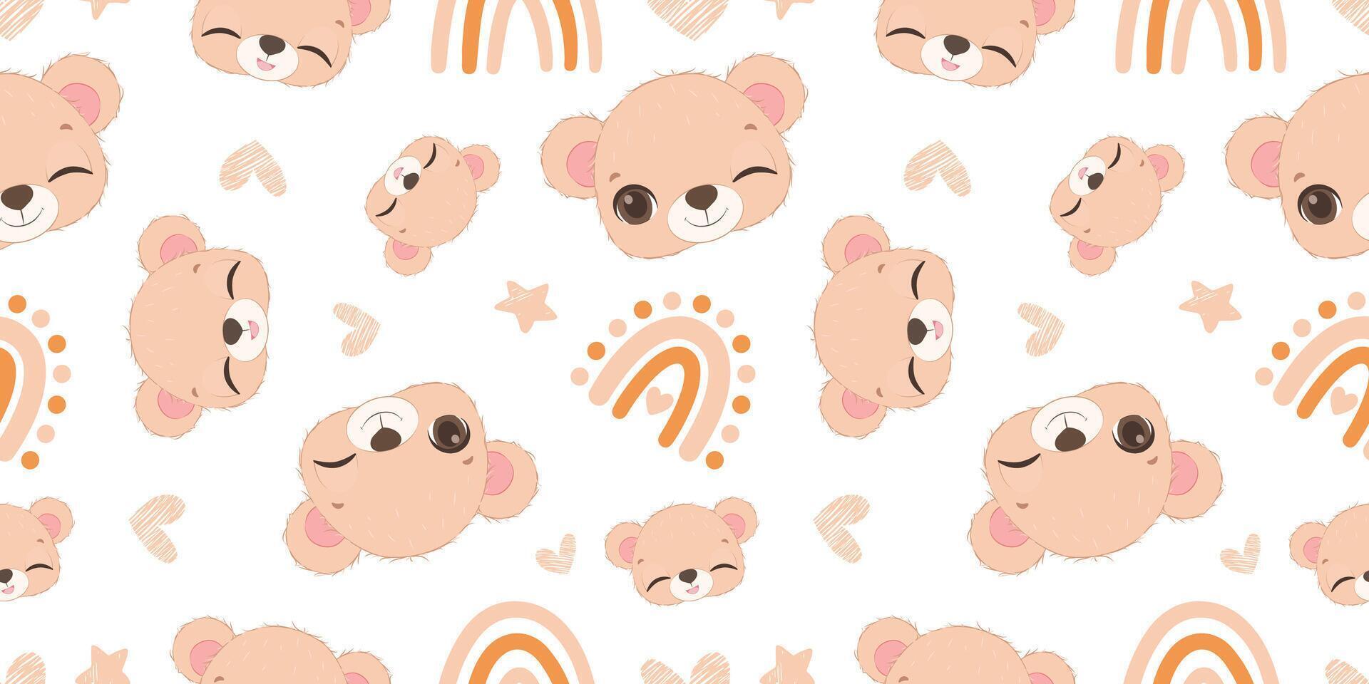 Cute baby animals seamless pattern vector