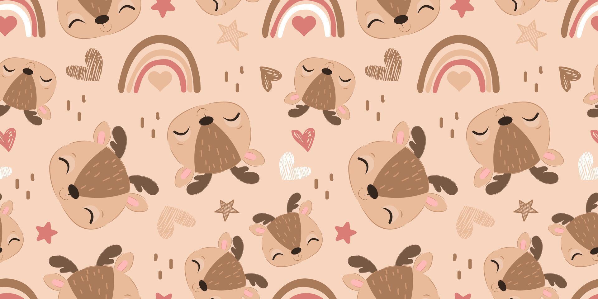Cute baby animals seamless pattern vector