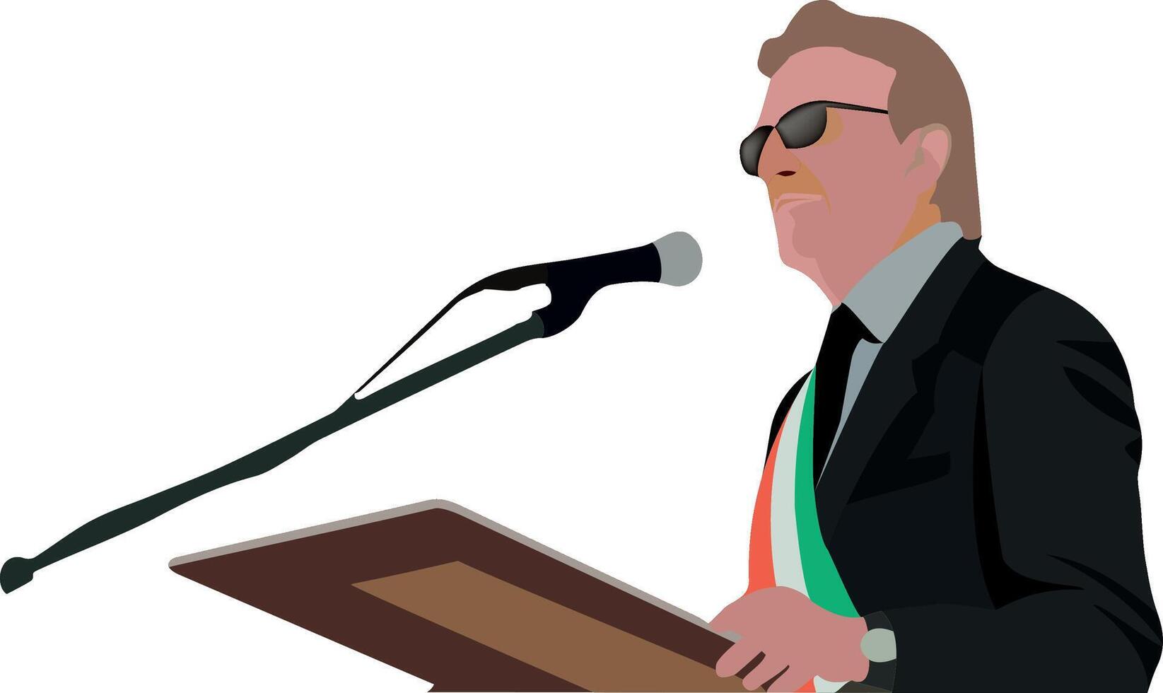 First citizen mayor with tricolor band makes rally- vector