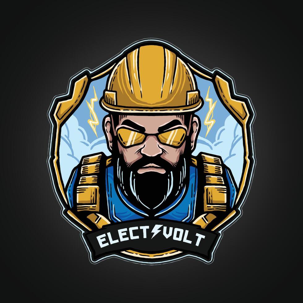 Modern Construction Worker Logo Mascot vector