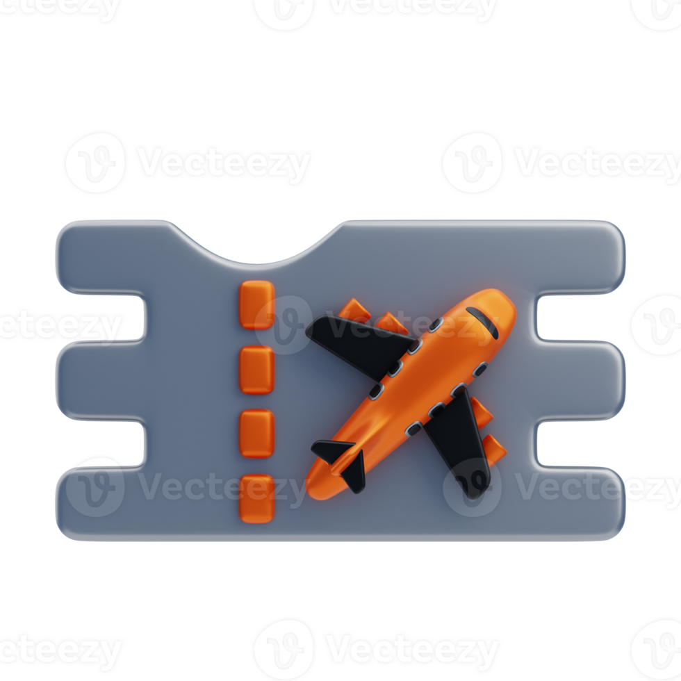Air Plane Ticket 3D Icon. Boarding Pass 3D Icon png