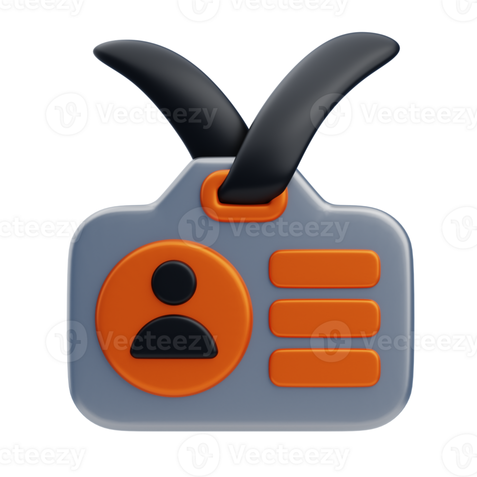 Id Card 3D Icon. ID card of worker or employee 3D icon png