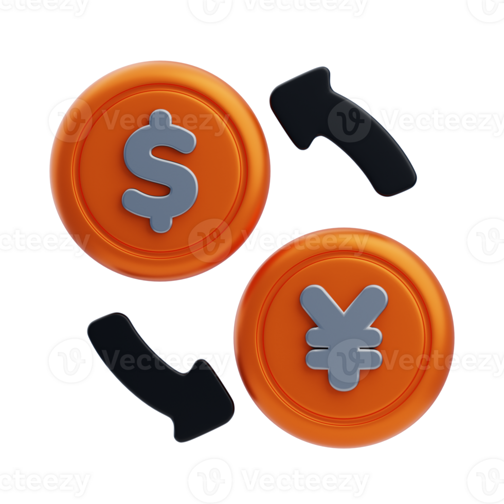 Currency Exchange 3D Icon. Money exchange 3d icon png