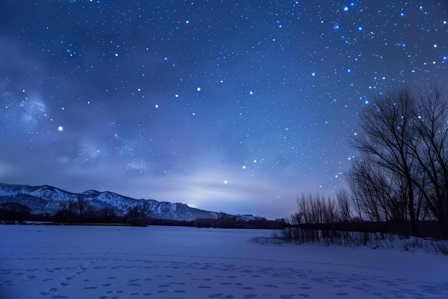 Milky Way Over SnowCovered Mountains Background photo