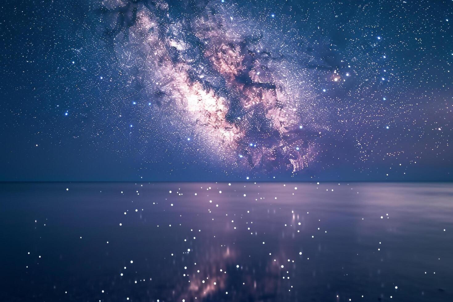 Milky Way Galaxy Over Ocean Background photo