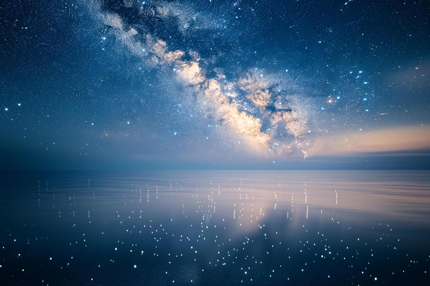 Milky Way Over Ocean with Stars Background photo