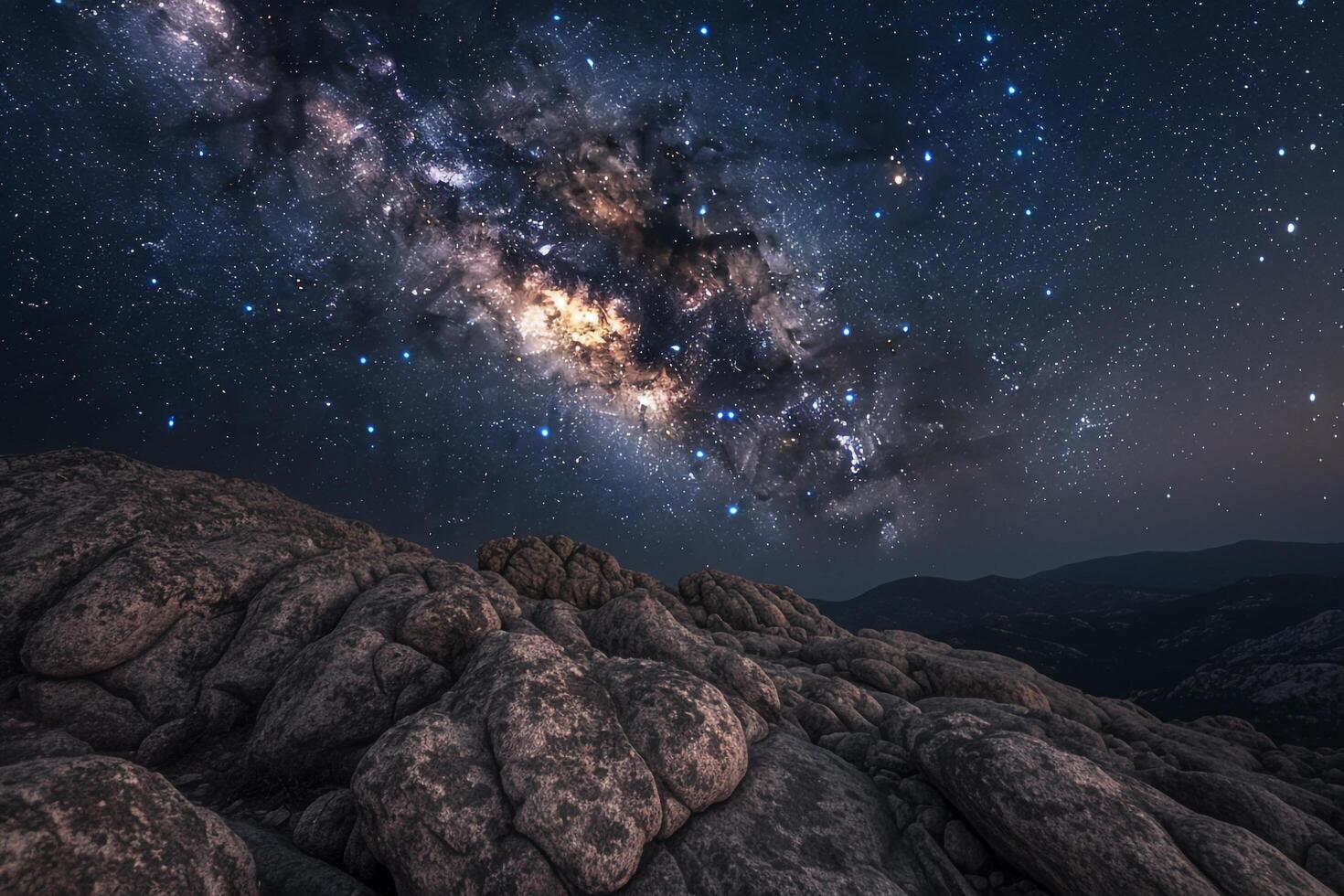 Milky Way Over the Rocks in the Mountains Background photo