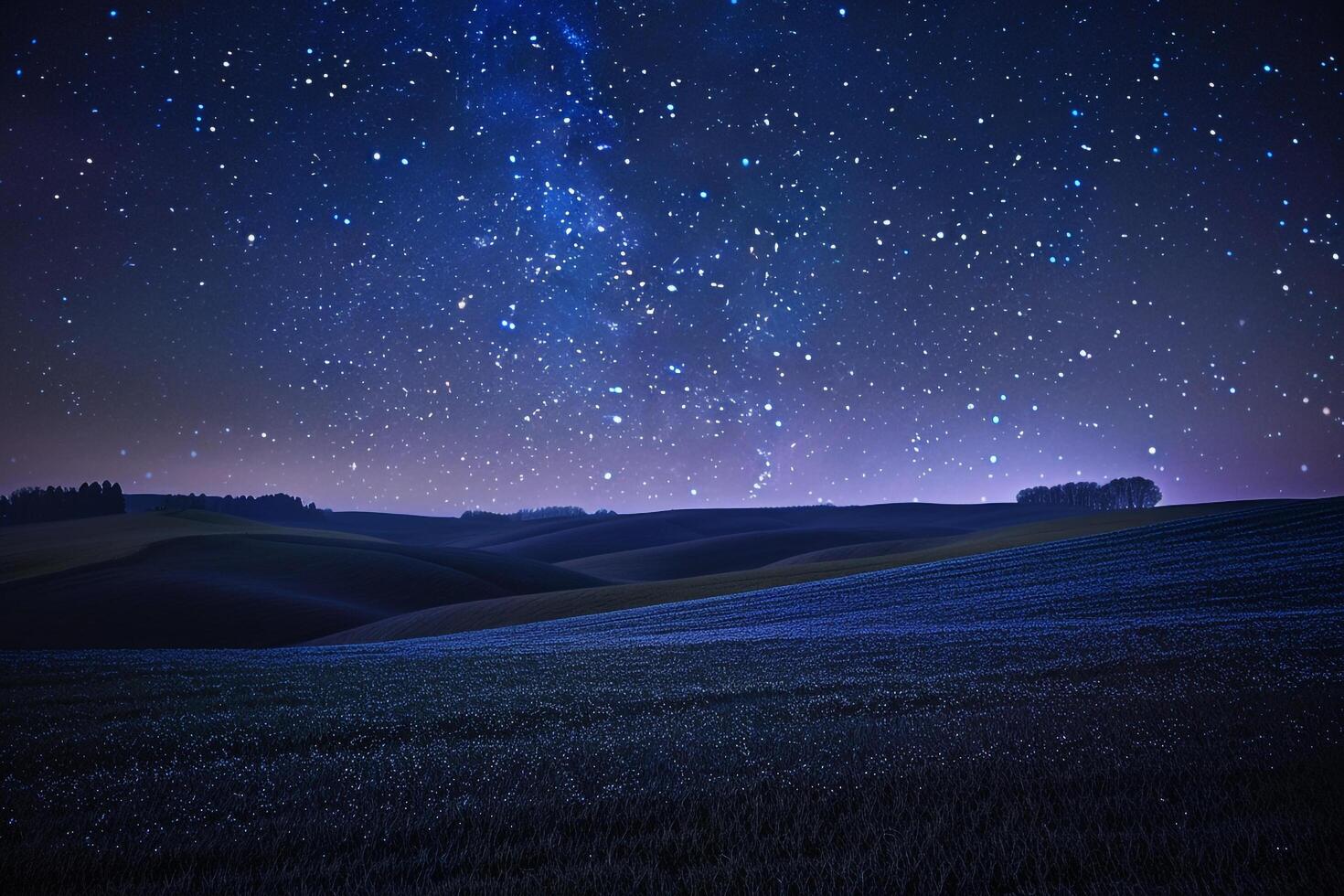 Field with a Blue Sky and Stars Above It Background photo