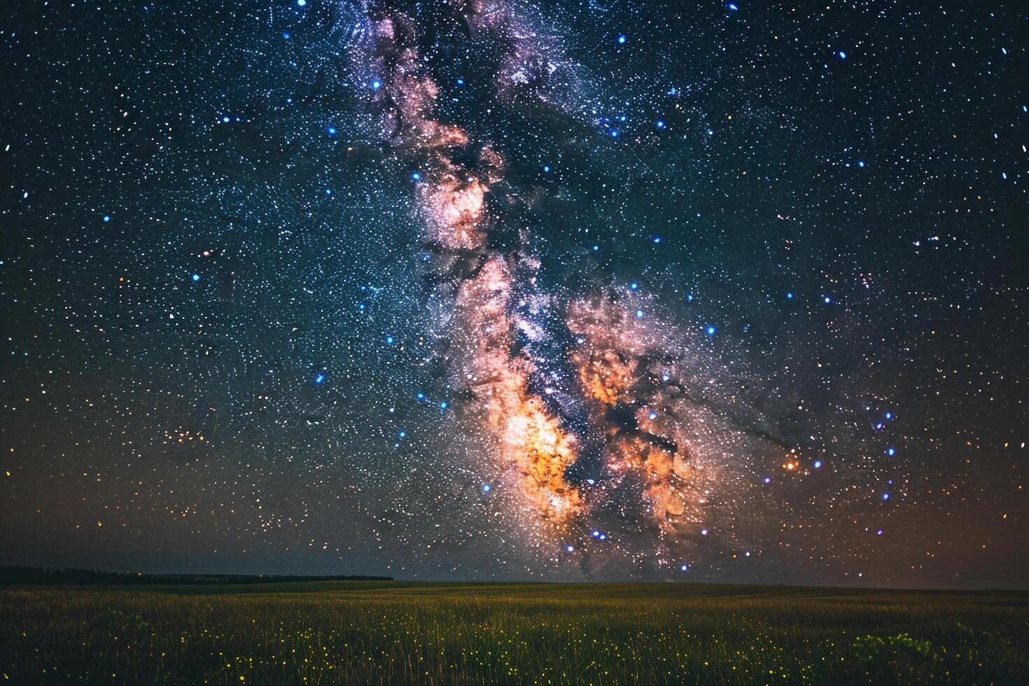 Milky Way Over a Field of Grass Background photo
