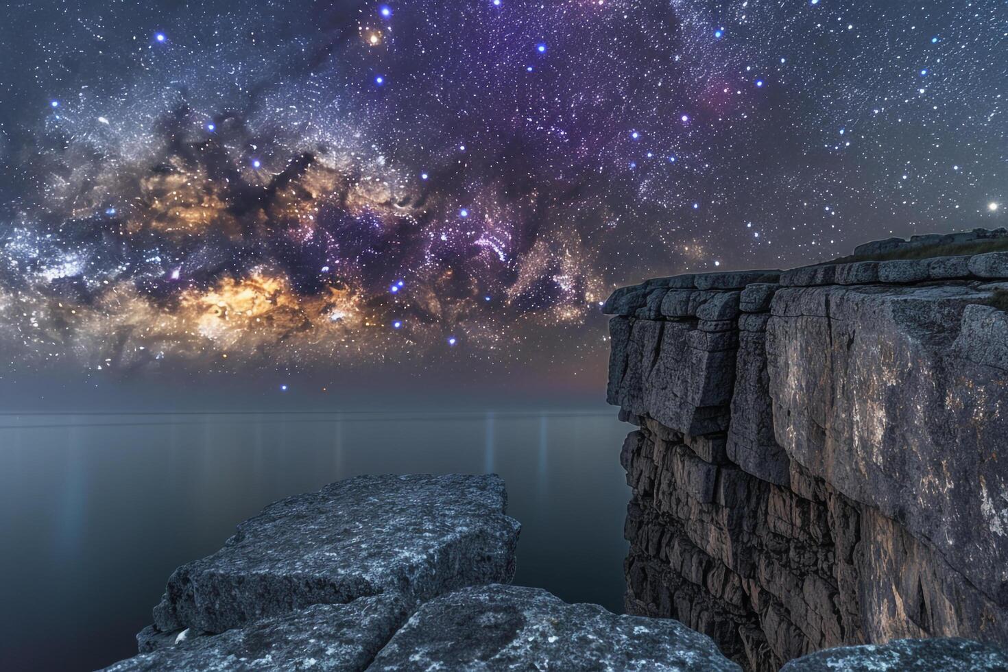 Milky Way over Ocean Background photo