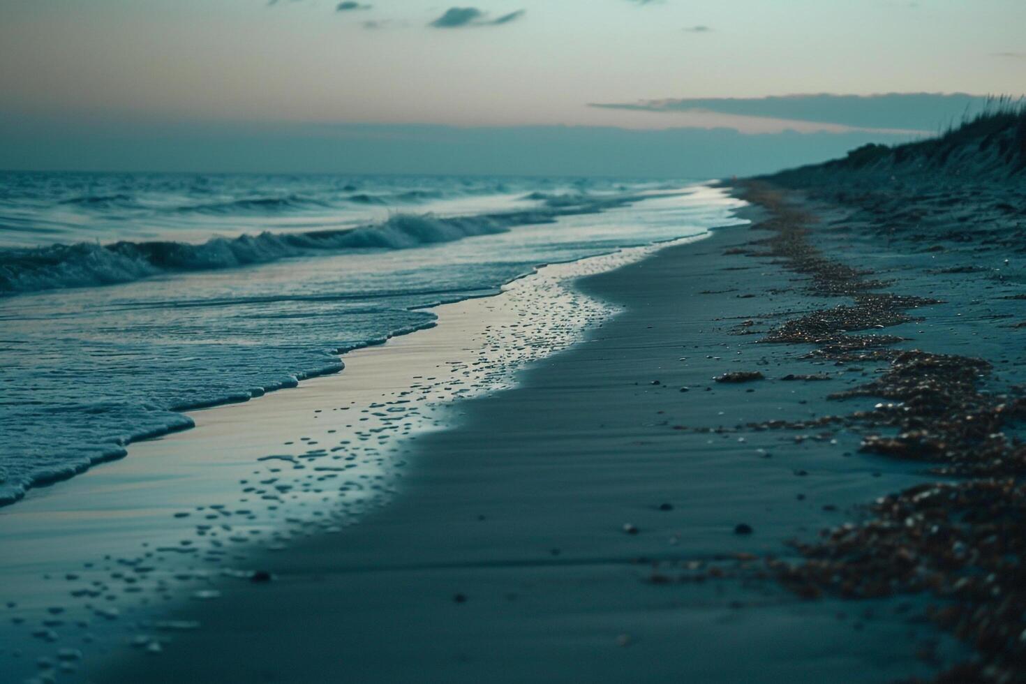 Beach with Waves and Sand with Nature Background photo