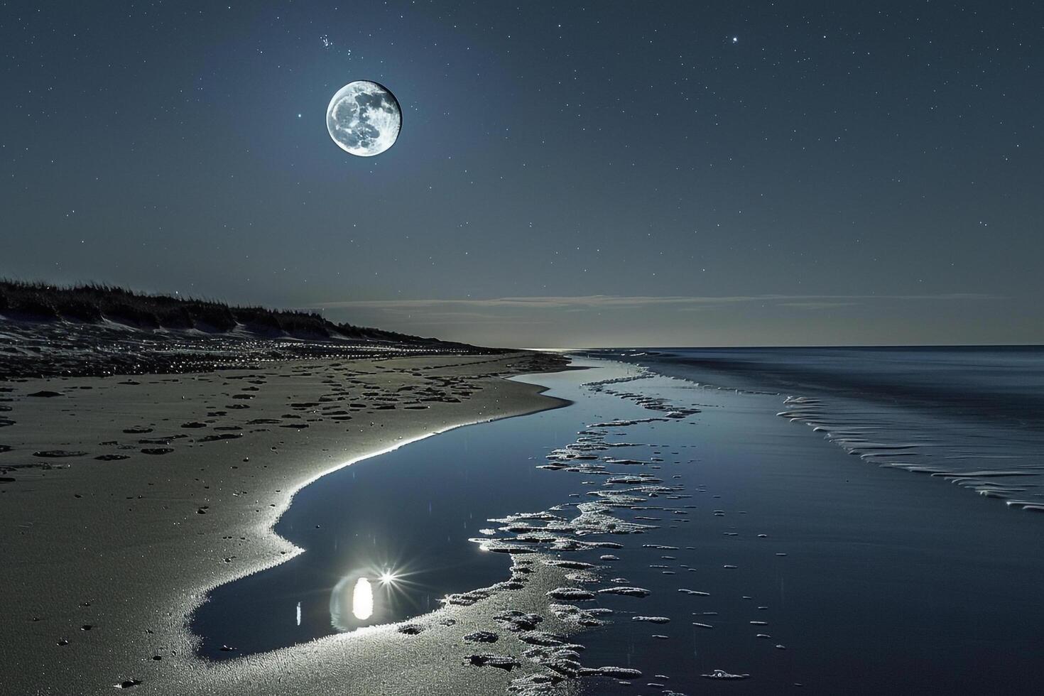 Moon and Beach at Night Background photo