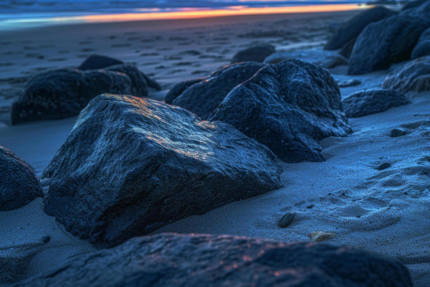 A Beach with Rocks and Sand, Background of a Beach with Rocks and Sand photo