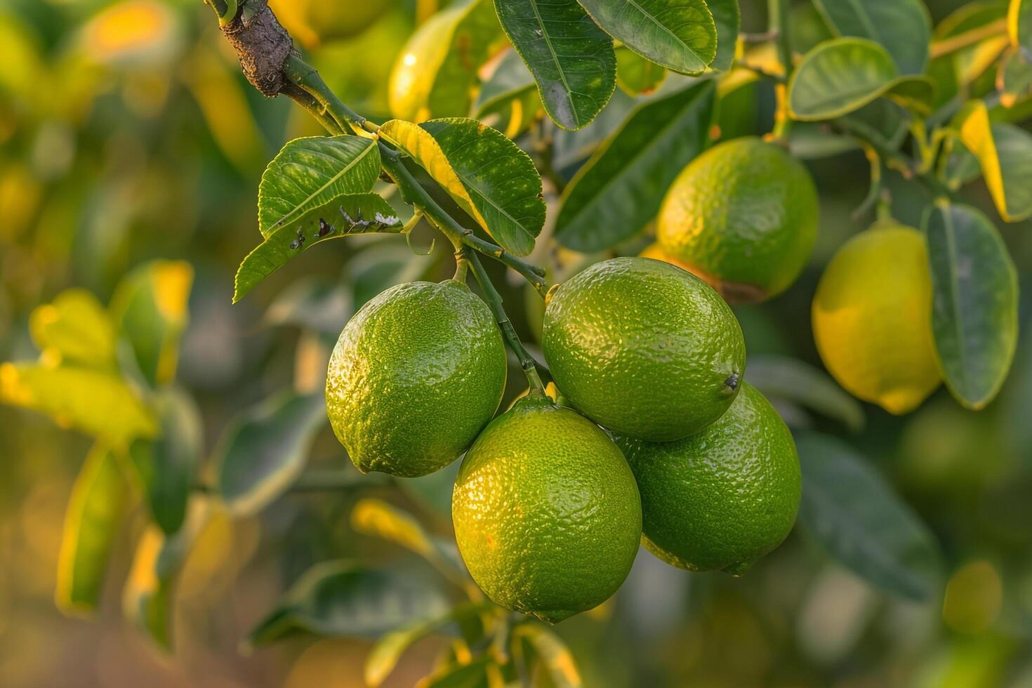Limes Hanging from Tree Background photo