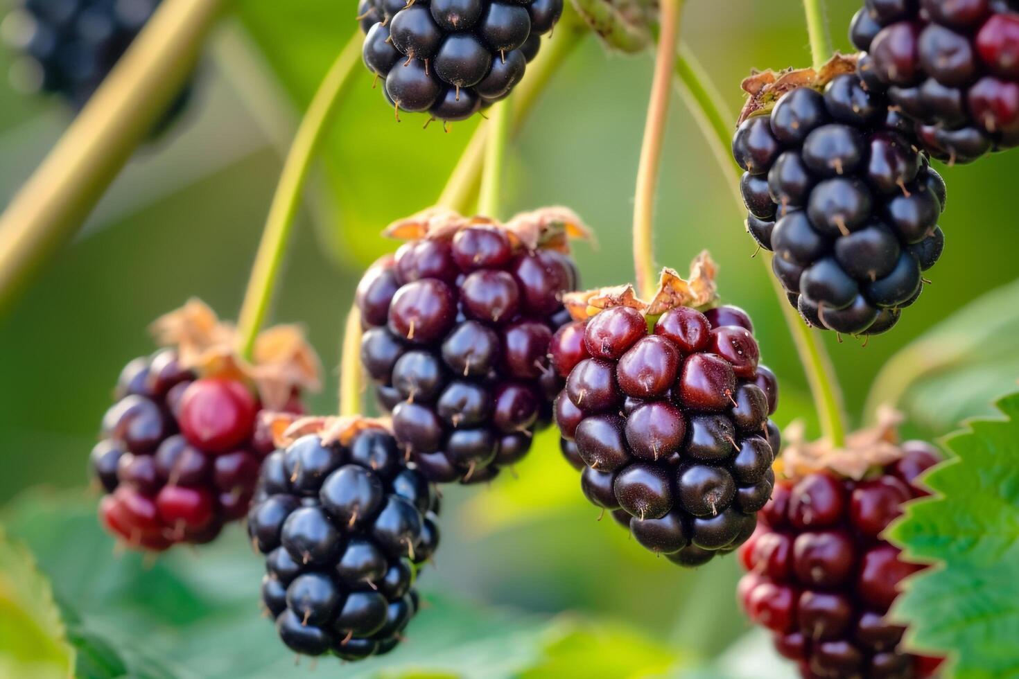 Ripe Blackberries Ready to be Picked Background photo