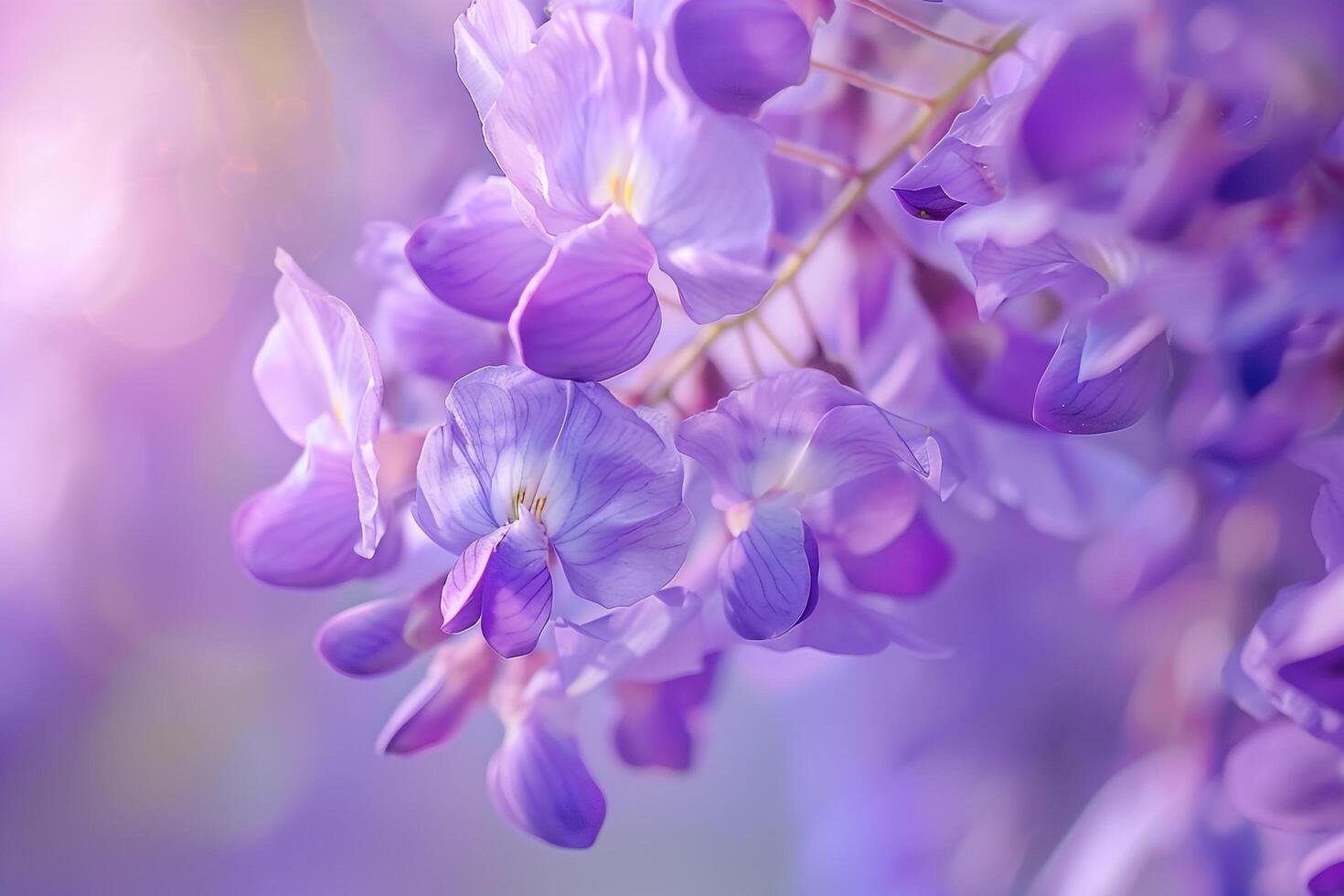 Purple Flowers Shown in Blurry Photo Background