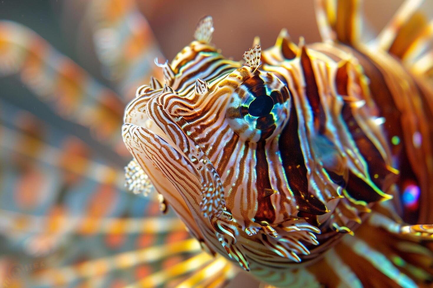 of Lionfish with Eyes Open Background photo