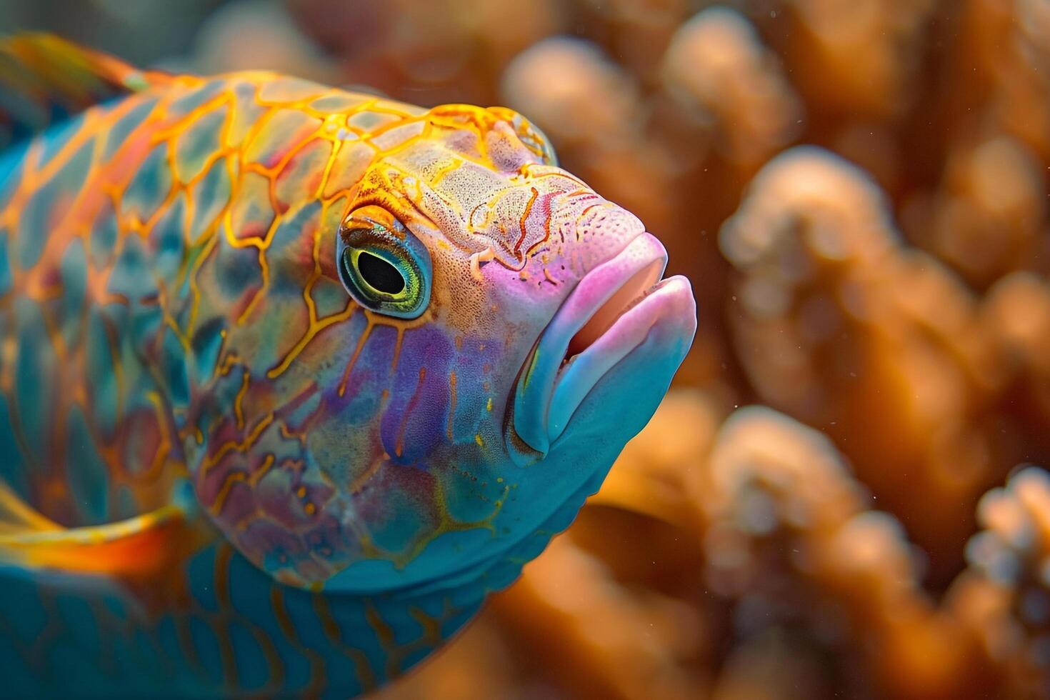 Colorful Fish with Large Head and Mouth Background photo
