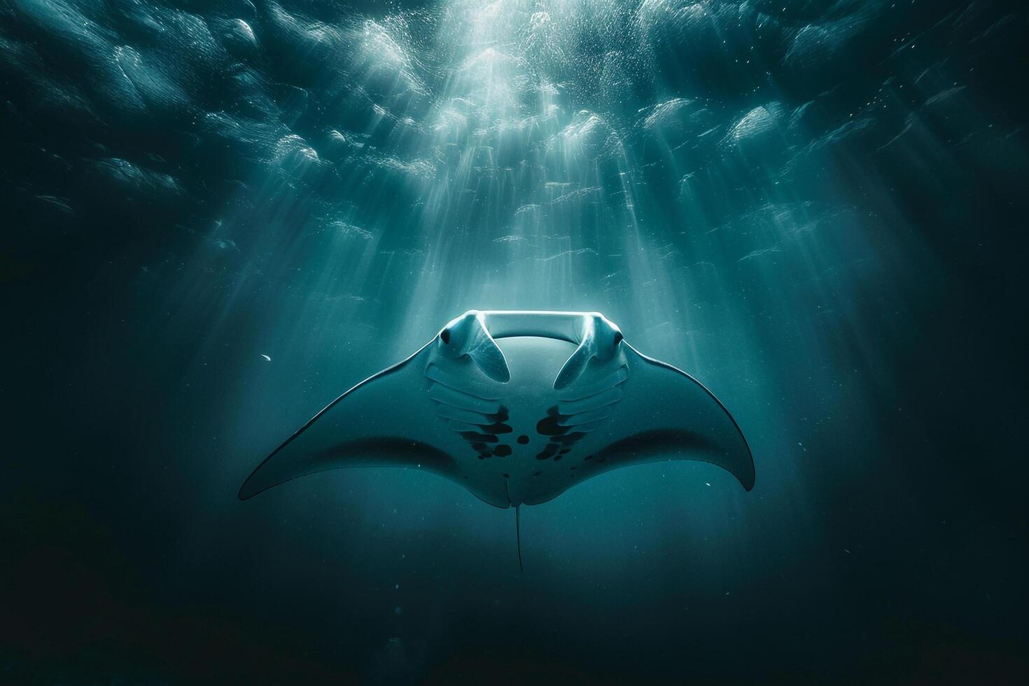 Manta Ray Swimming in Ocean Background photo