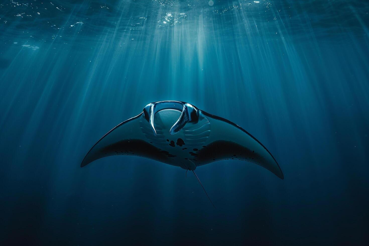 Manta Ray Swimming in Ocean Background photo