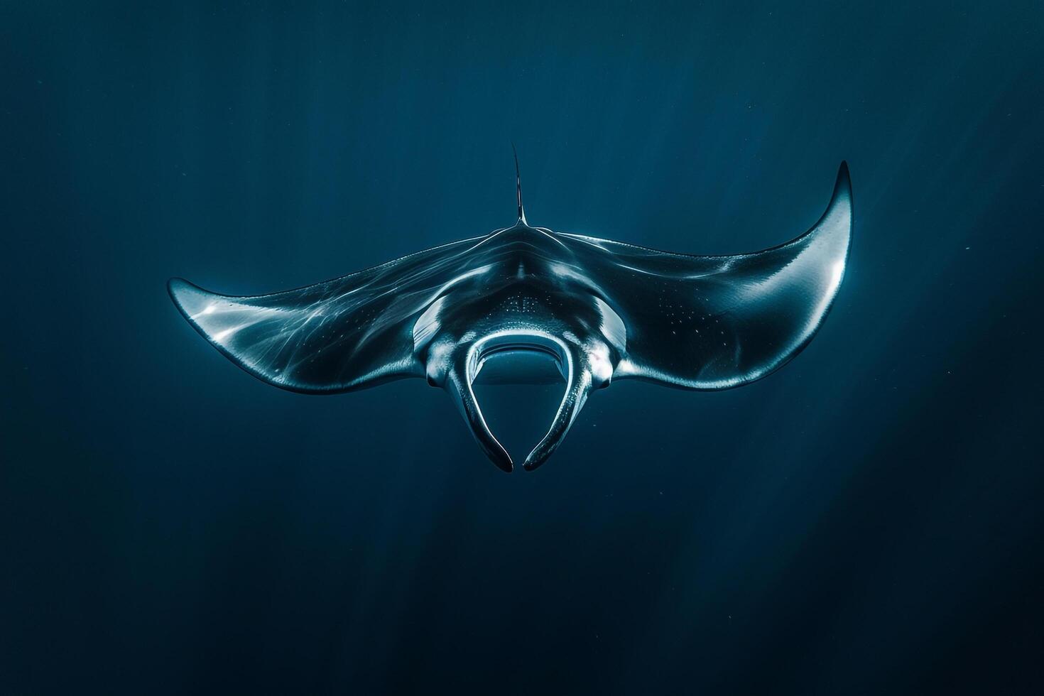Manta Ray Swimming in Ocean Background photo