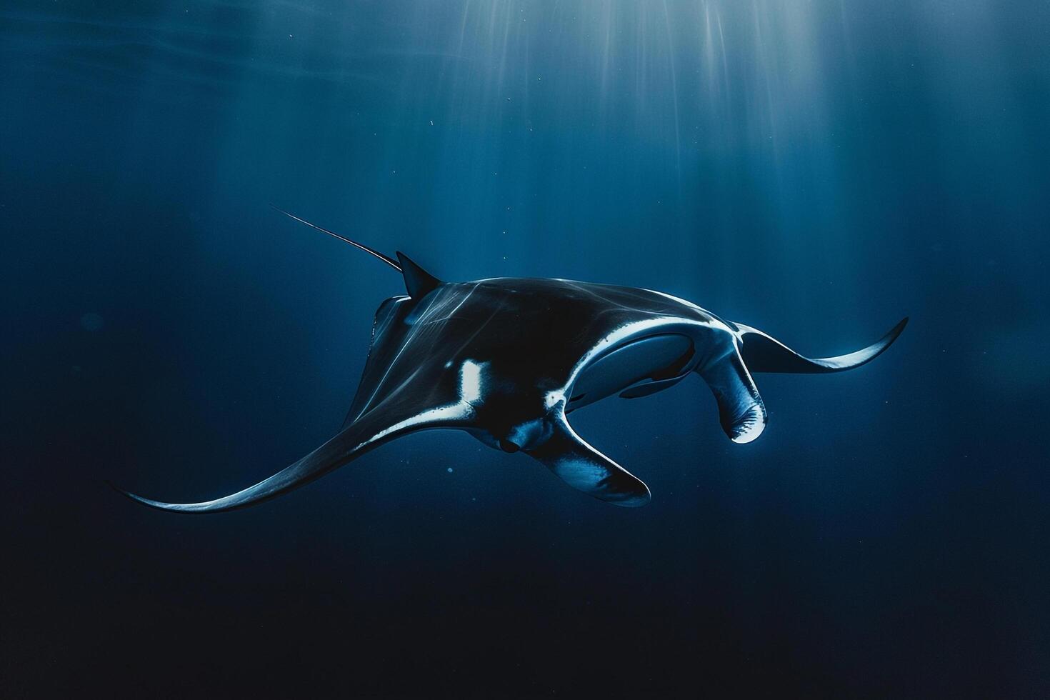 Manta Ray Swimming in Ocean Background photo