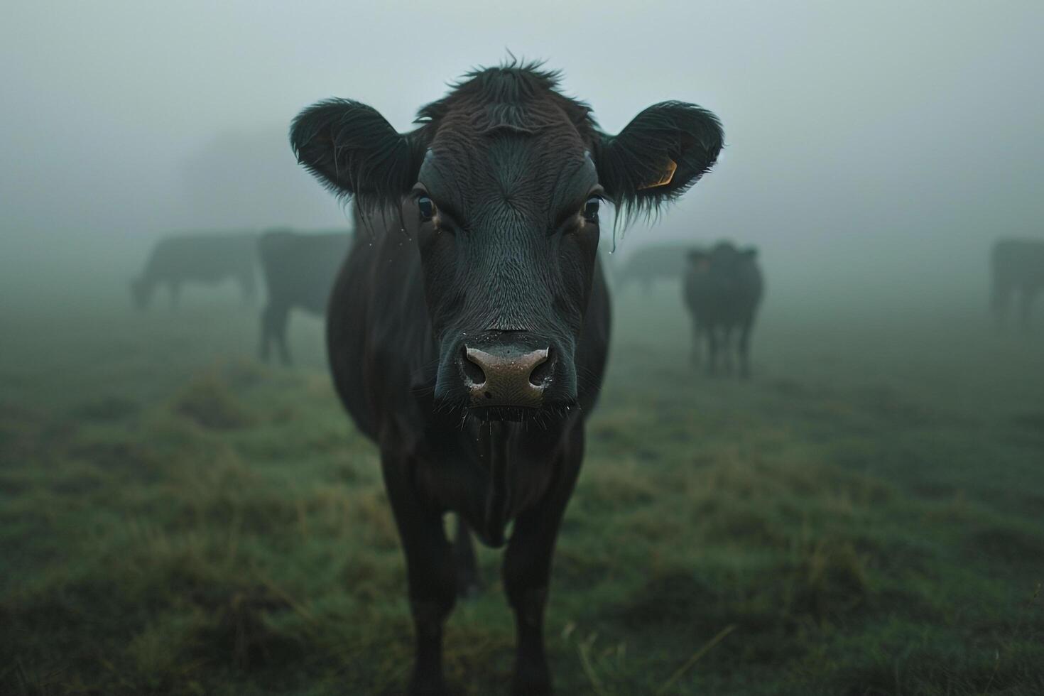 A Cow Is Standing in a Field of Grass Background photo