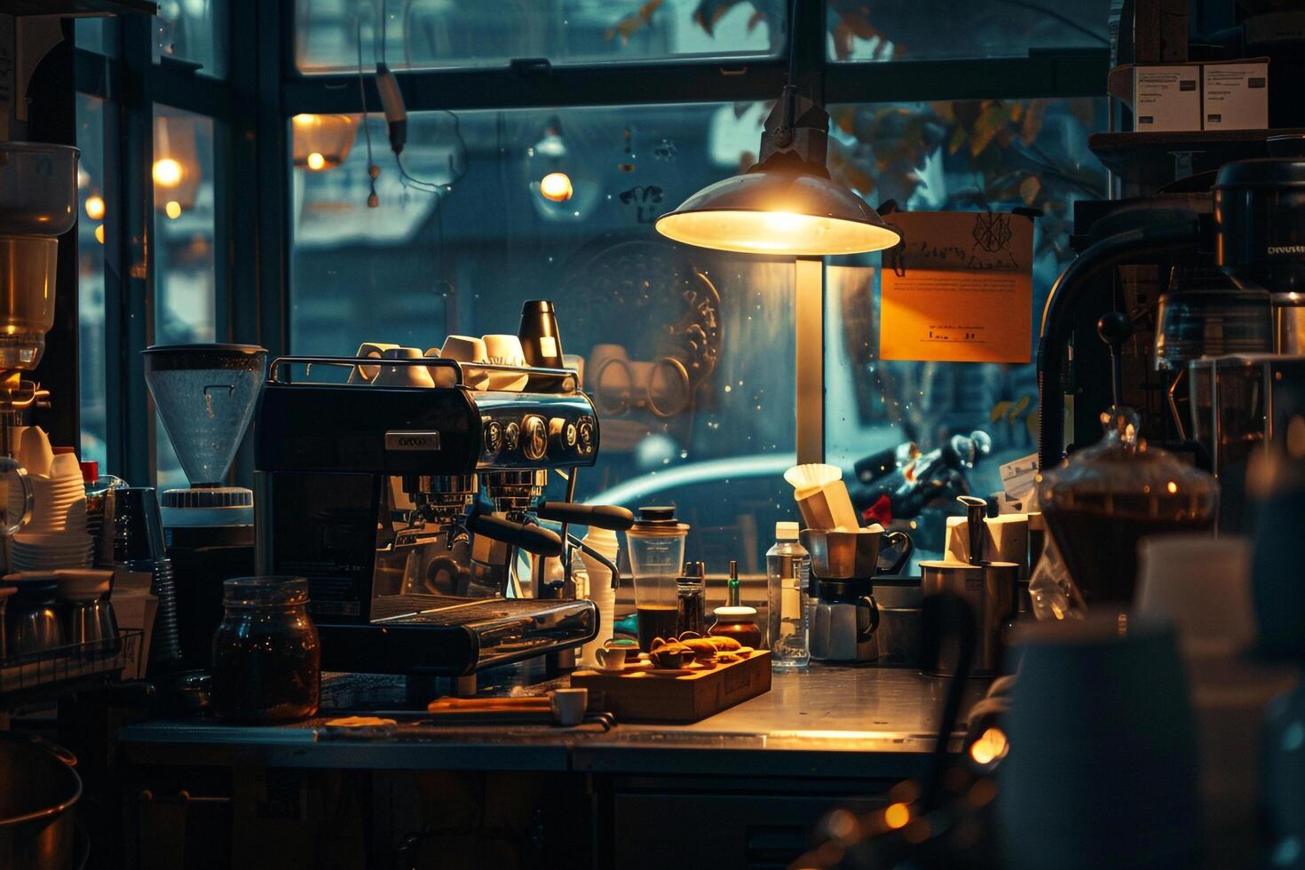 A Coffee Shop with a Window photo