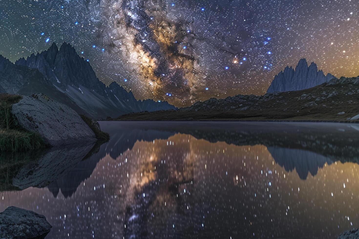 The Milky Way over the Mountains Background photo