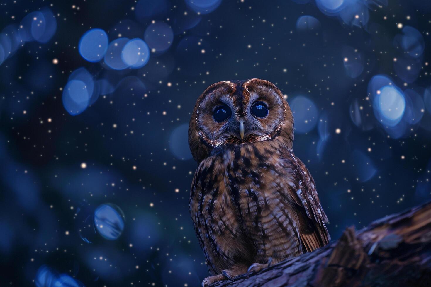 Owl on a Branch in the Snow, Background photo
