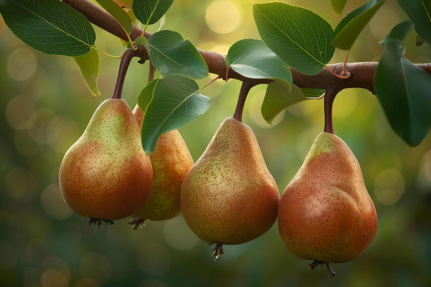 Three Pears Hanging from a Tree Branch, Background photo