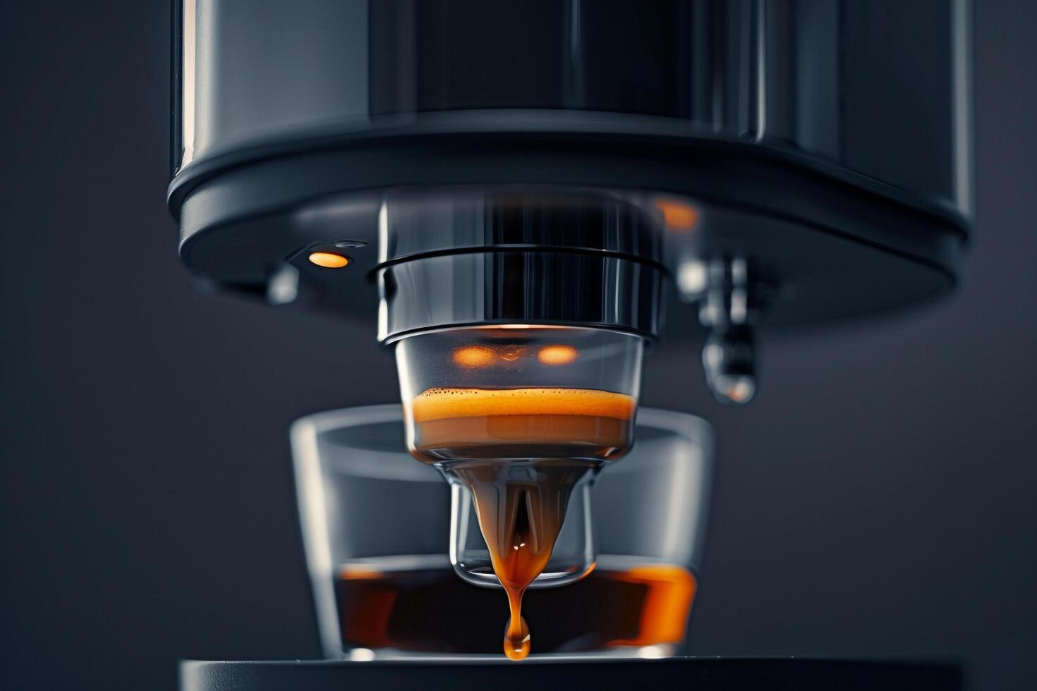A coffee maker is pouring coffee into a glass background photo