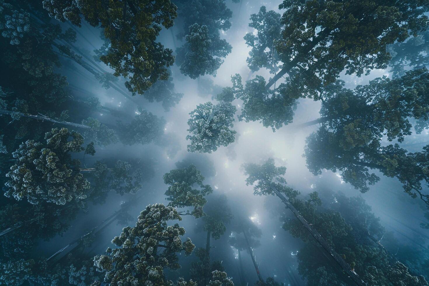 Forest with Trees and Fog Background photo