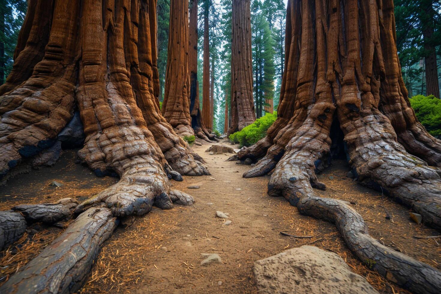 Giant sequoia trees background photo