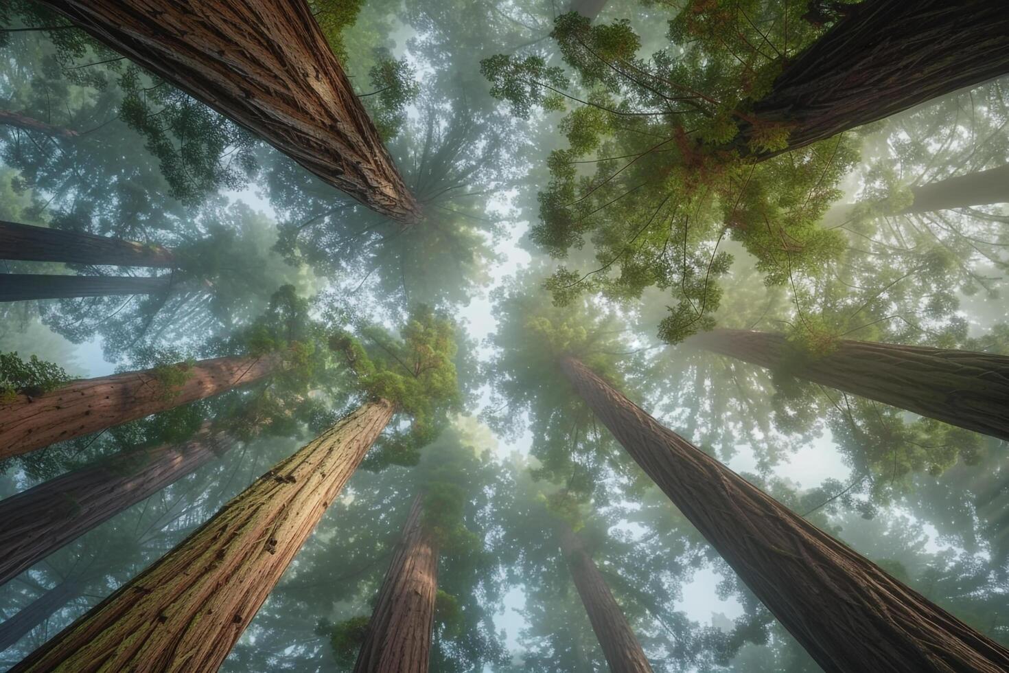 Canopy view redwood forest background photo