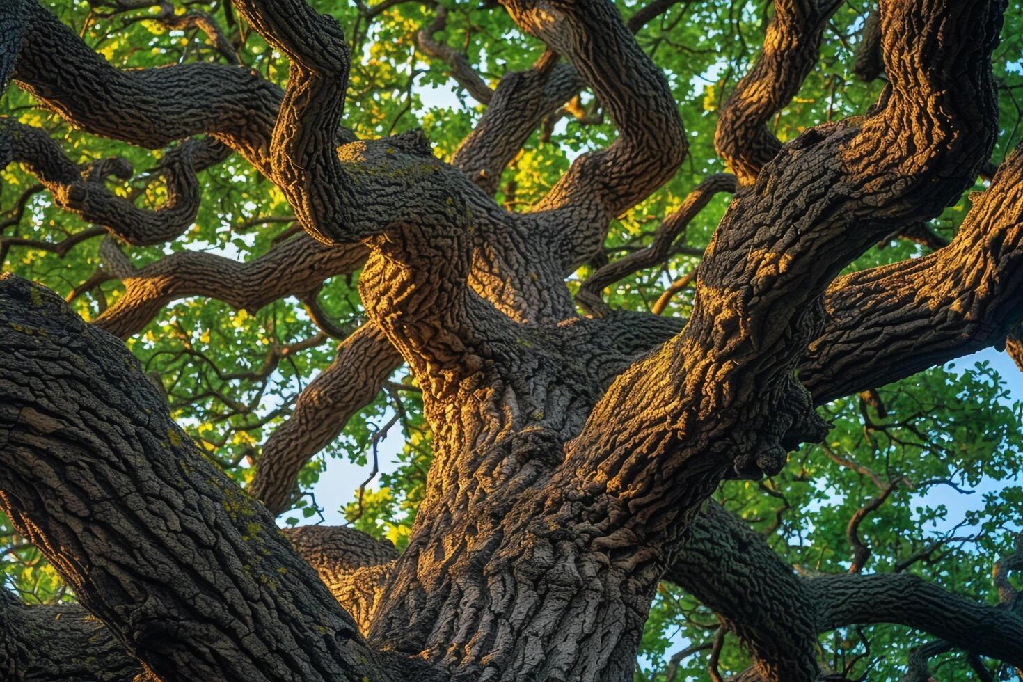 Large tree with many branches background photo