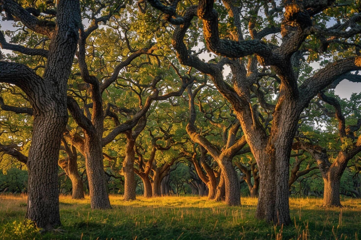 Oak Trees in the Sunset Background photo