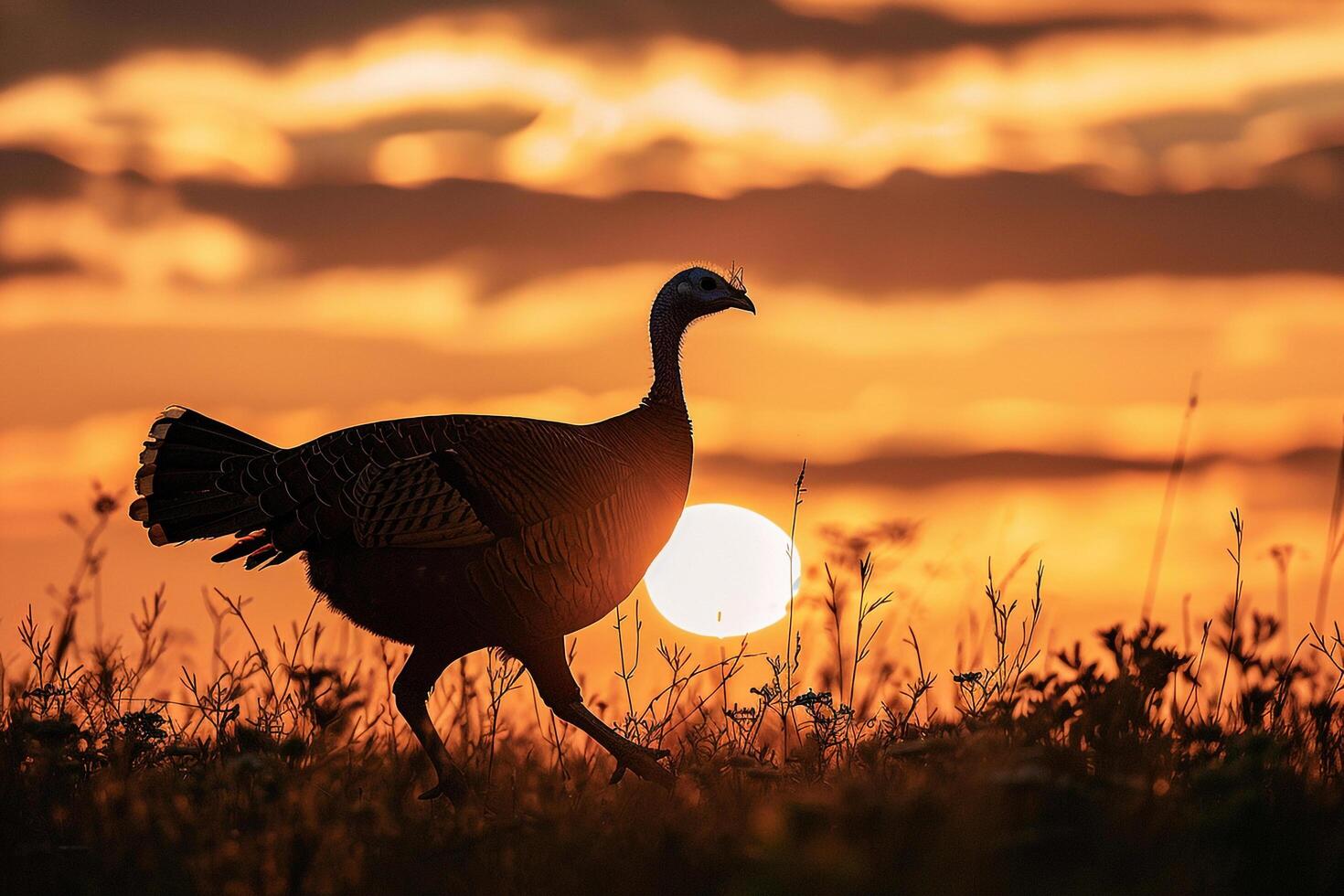 Turkey walking in the sunset Background photo